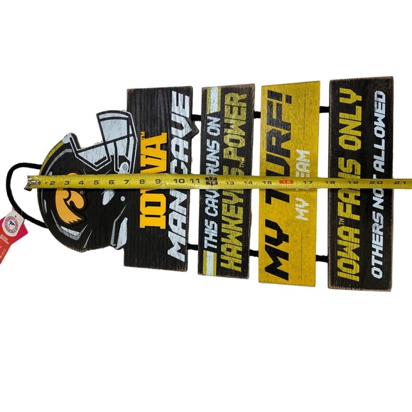 "FOCO NCAA Iowa Hawkeyes T Helmet Man Cave Wall Sign" - Picture 8 of 10